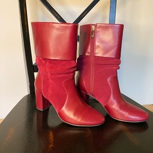 C. Wonder Red Suede Leather Heeled Boots Size 8M